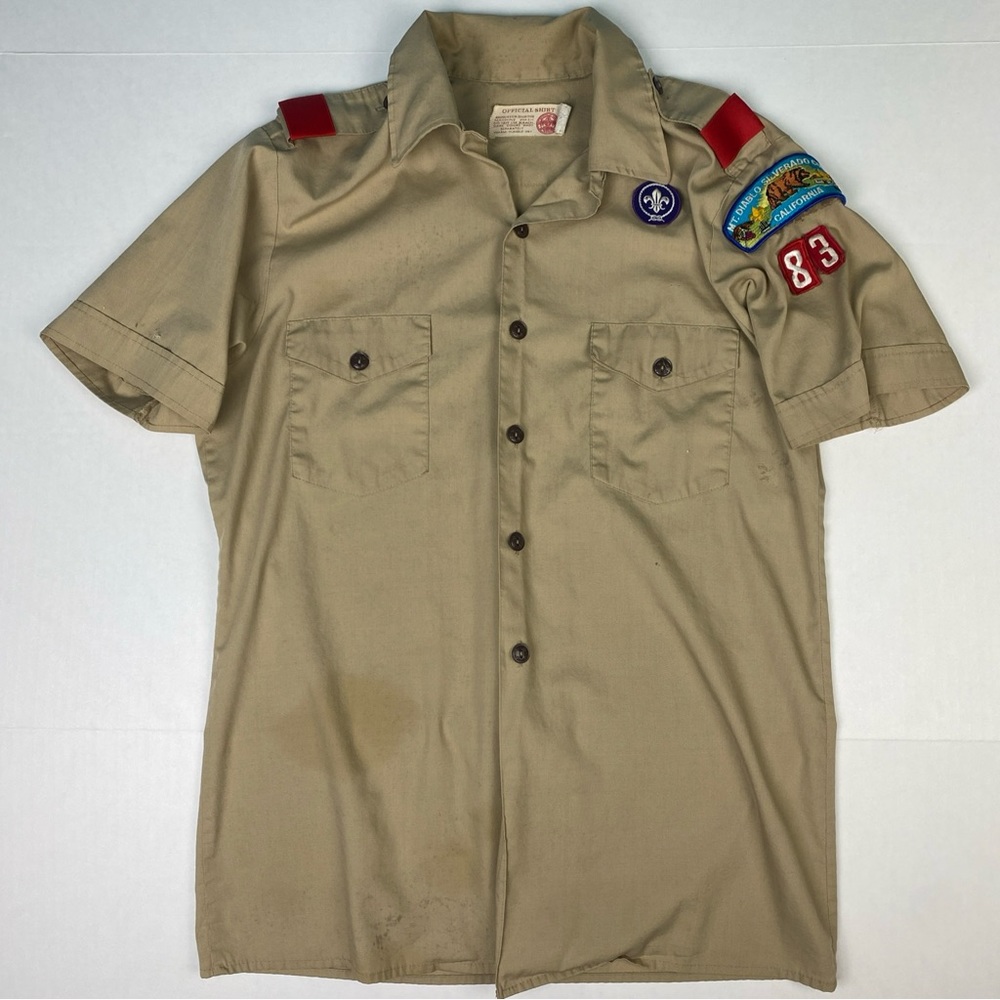 Vintage Boy Scout Leader Uniform Shirt Mt Diablo Silverado Council Damaged Tan